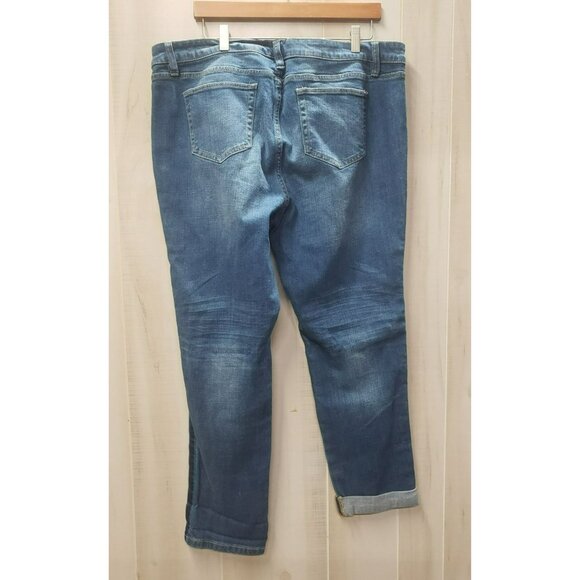 NY & Co Soho Jeans Slim Boyfriend Size 18 Stretch Denim Blue With Tuxedo Stripe - Picture 6 of 10